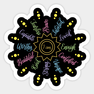 I am Positive Self Love Affirmations in Black Sticker